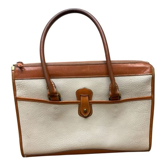 Vintage Dooney & Bourke Gladstone Satchel Elegant Tan Cream Bag All Weather - Picture 4 of 14